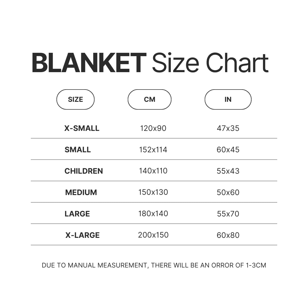 Blanket Size Chart - Dungeons and Dragons Store