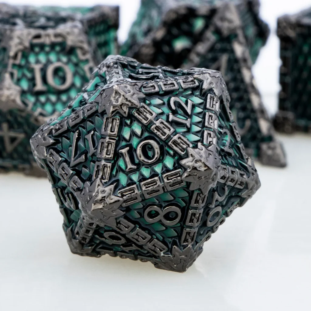 DND Metal Dice Set Dragon Scale D D Dice Dungeon and Dragon Role Playing Games Black - Dungeons and Dragons Store