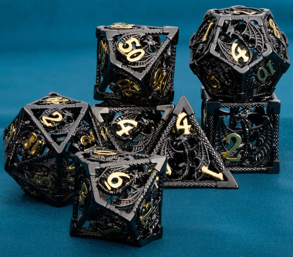 DND Metal Dice Set Dungeon and Dragon Gifts Hollow D D Dice Set RPG Large Polyhedral 4 - Dungeons and Dragons Store