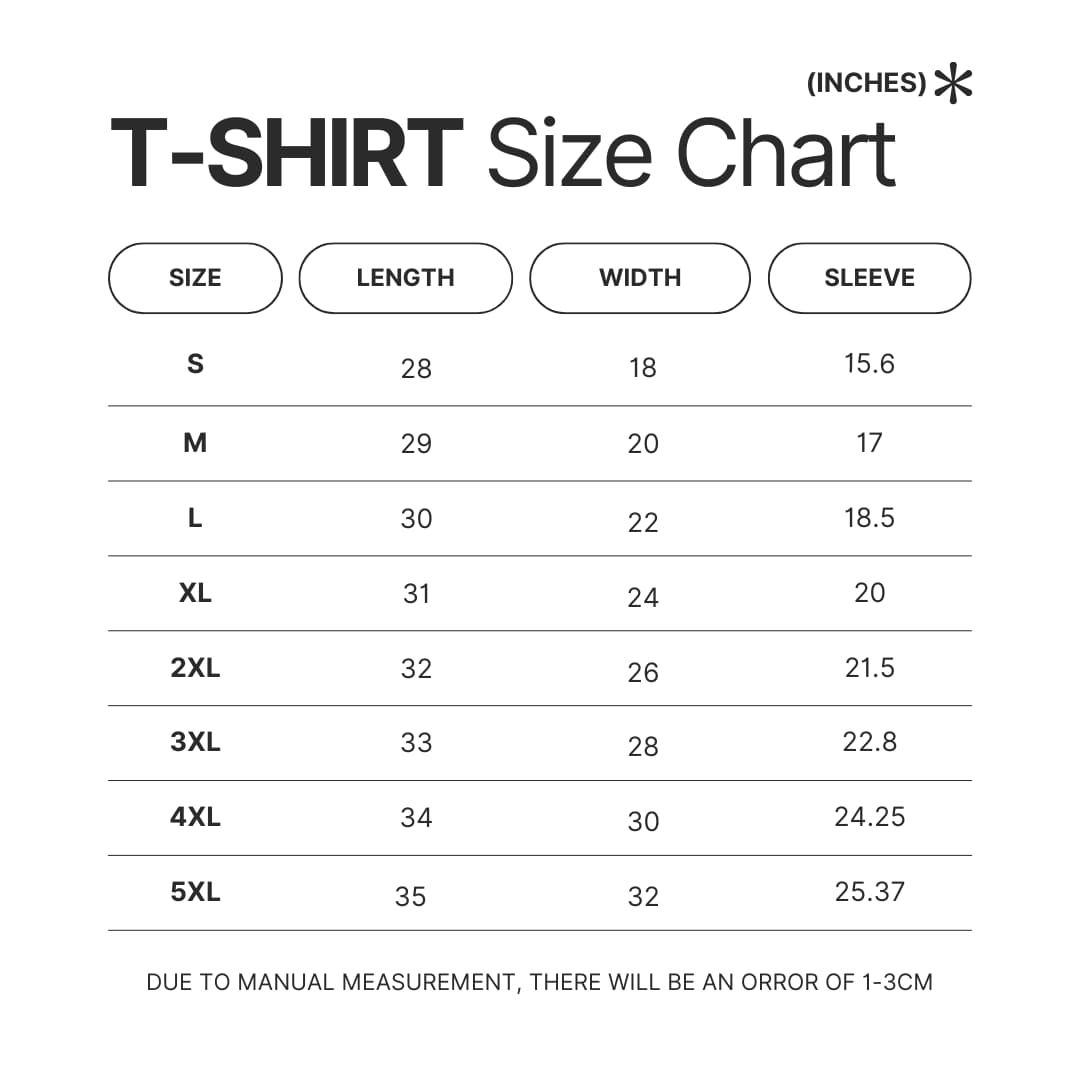 T shirt Size Chart - Dungeons and Dragons Store