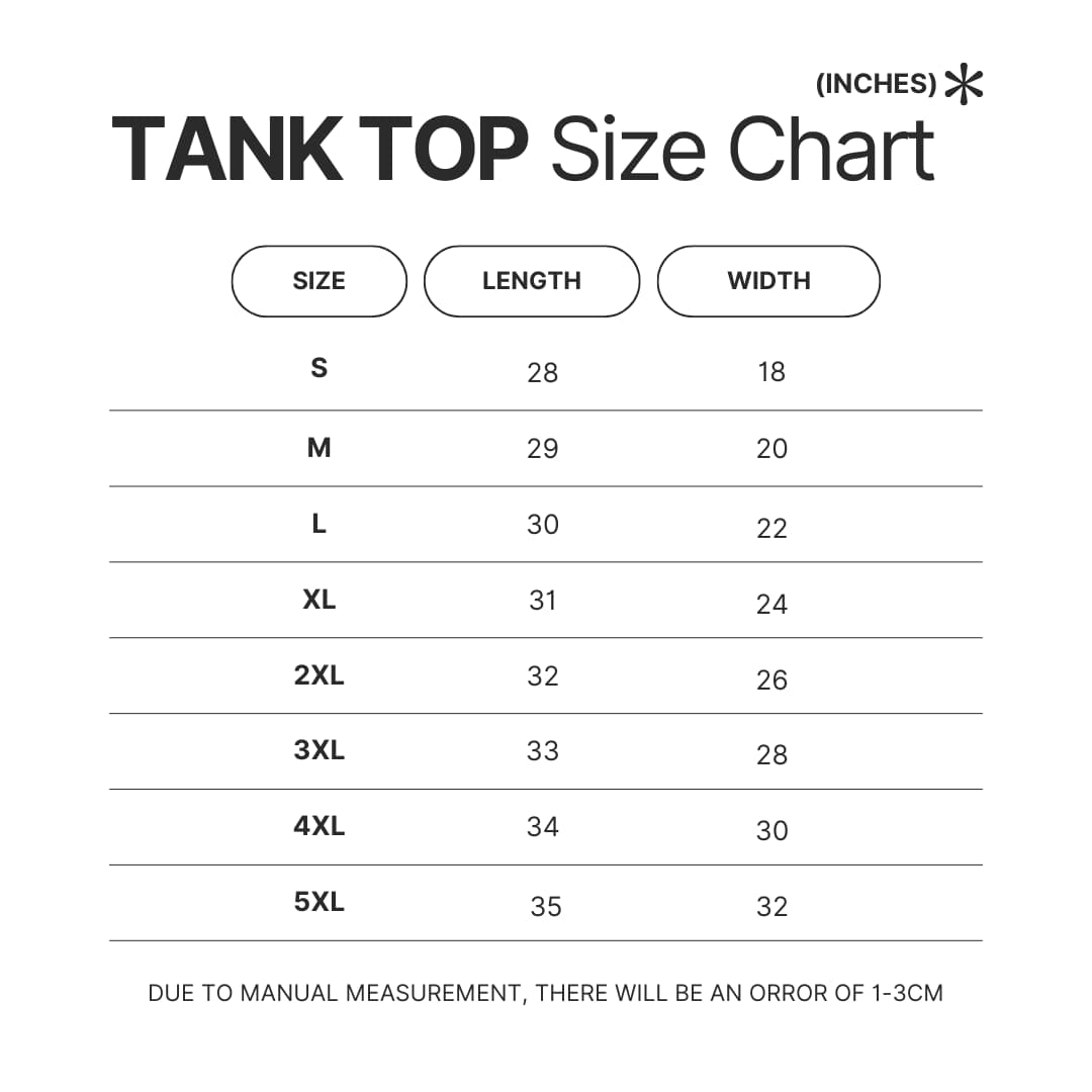 Tank Top Size Chart - Dungeons and Dragons Store