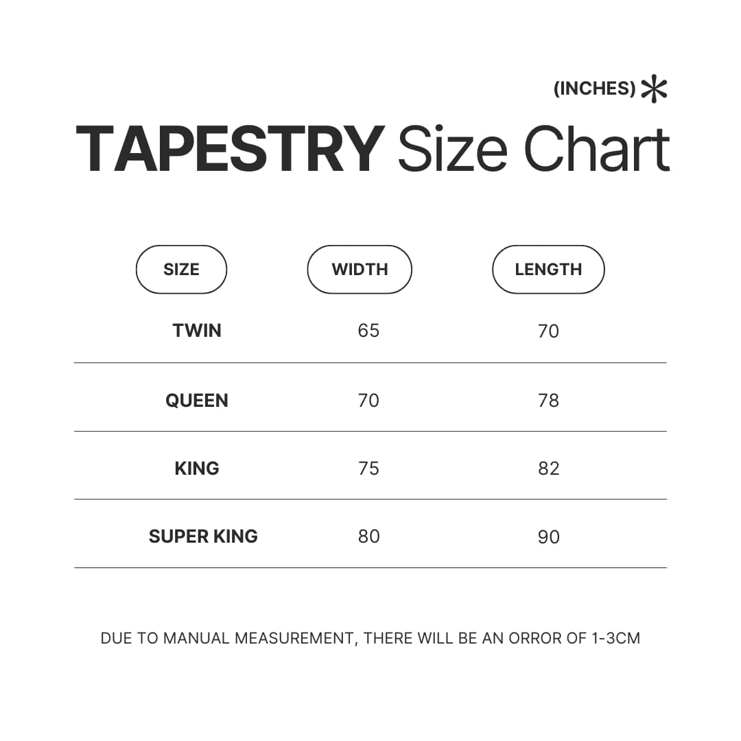 Tapestry Size Chart - Dungeons and Dragons Store