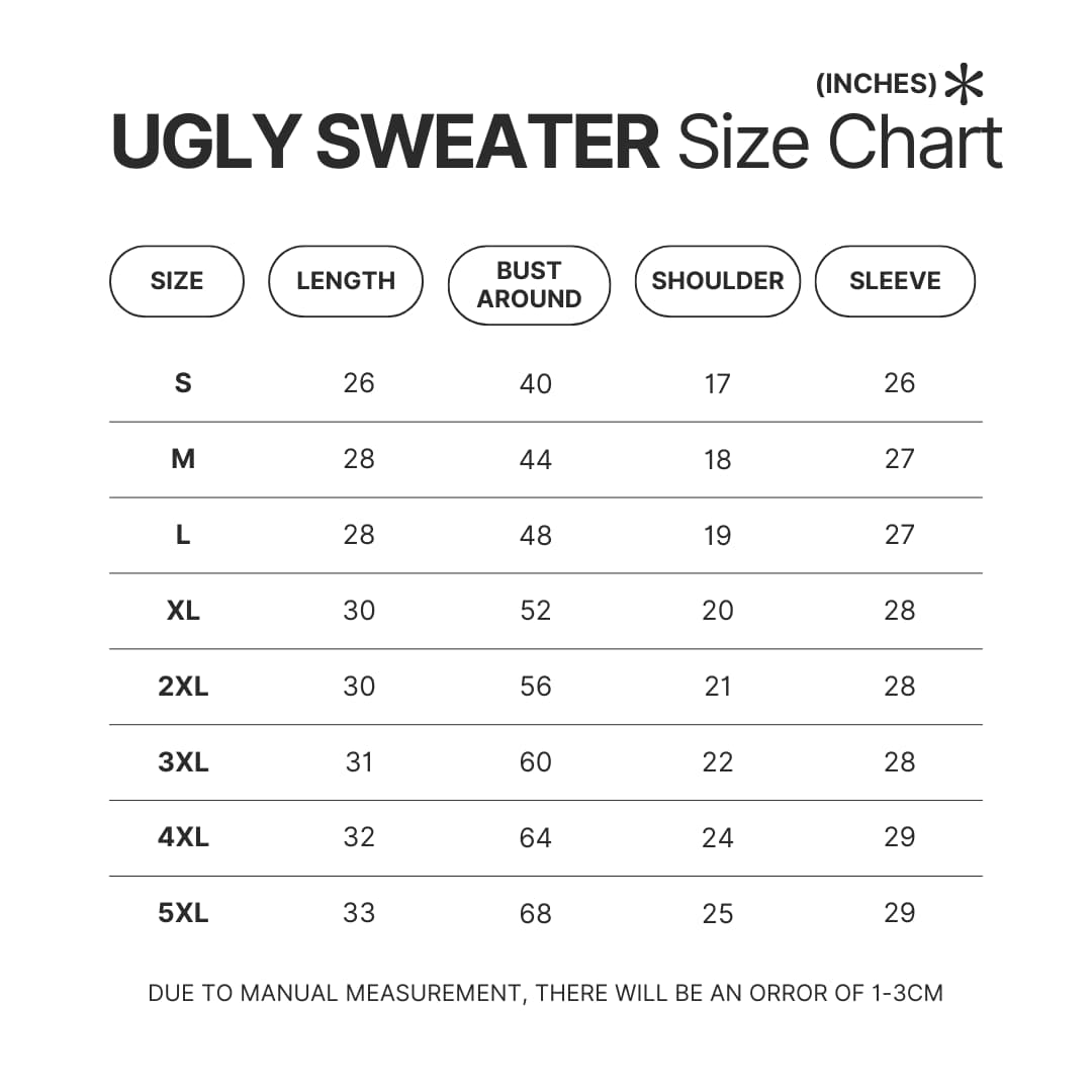 Ugly Sweater Size Chart - Dungeons and Dragons Store