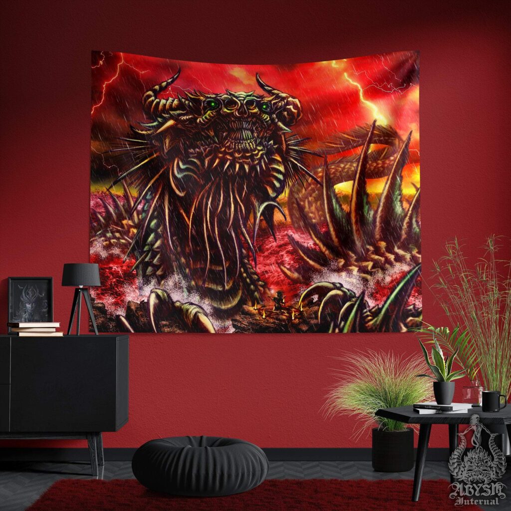 abysm internal leviathan tapestry demon art satanic decor dragon serpent 2 colors - Dungeons and Dragons Store