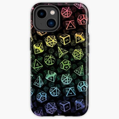 D20 Dice Set Pattern (Rainbow) Iphone Case Official Dungeons And Dragons Merch