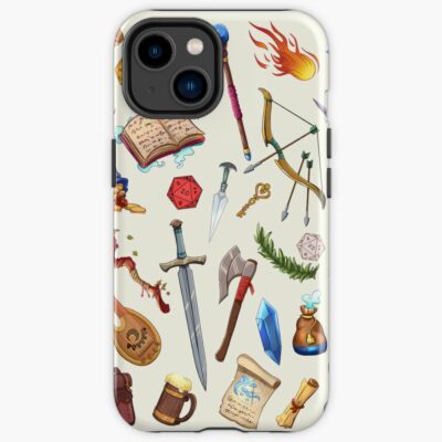 Dungeons And Dragons Pattern, Fantasy Weapons, Swords And Magic Spells For Role Playing Adventurers. Iphone Case Official Dungeons And Dragons Merch