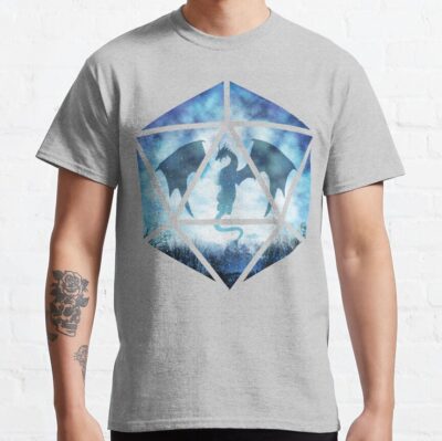 Blue Sky Ice Dragon D20 T-Shirt Official Dungeons And Dragons Merch