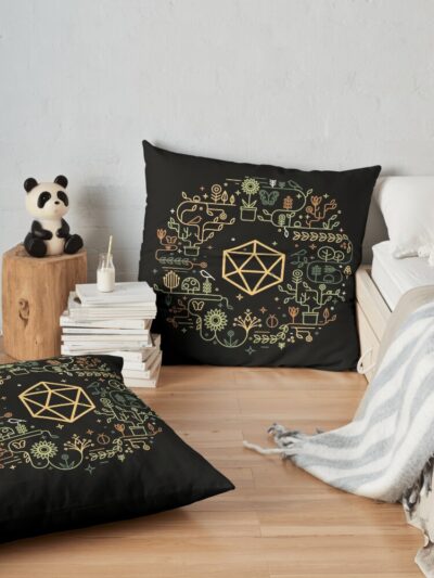 Polyhedral D20 Dice Of The Druid Minimalist Tabletop Rpg Addict Throw Pillow Official Dungeons And Dragons Merch