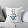 Dungeons And Dragons - Eat Sleep Roll Repeat Throw Pillow Official Dungeons And Dragons Merch