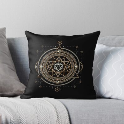 Polyhedral D20 Dice Sacred Symbol Of The Occultist Throw Pillow Official Dungeons And Dragons Merch