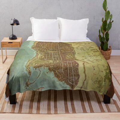 Waterdeep City Map Throw Blanket Official Dungeons And Dragons Merch