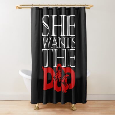 She Wants The Dungeons & Dragons , Dungeons & Dragons 5E , Dungeons Dragons Dice Graphic Art Shower Curtain Official Dungeons And Dragons Merch