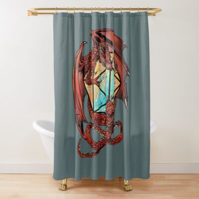 Red Dragon Dice Shower Curtain Official Dungeons And Dragons Merch