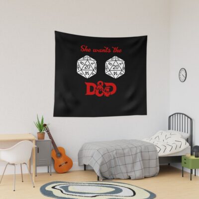 She Wants The Dungeons & Dragons Dice , Dungeons & Dragons 5E , Dungeons Dragons Dice Graphic Tapestry Official Dungeons And Dragons Merch